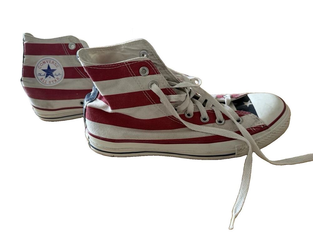 Vtg CONVERSE All Star Chuck Taylor Hi Stars & Red White Blue Woman's 9.5